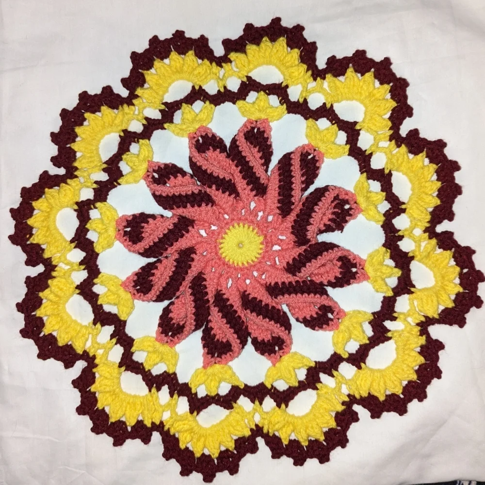 Carnival Ride Pinwheel Bed Doily Crochet Handmade